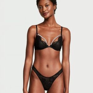 Very Sexy Lace Rhinestone Demi Bra & Thong Panty